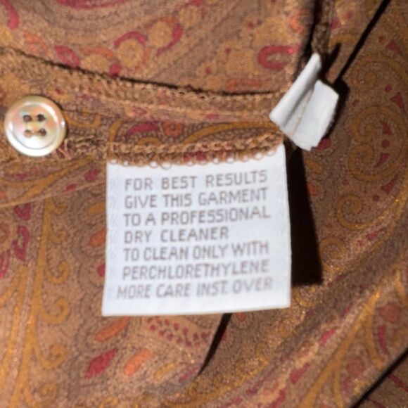 Vintage Calvin Klein 100% Silk Paisley Blouse Size 10 - Picture 6 of 10